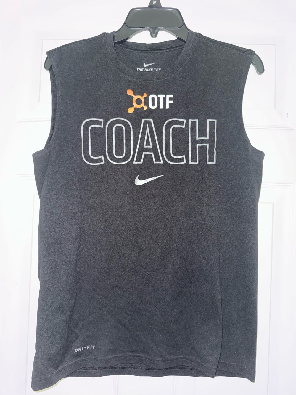 Nike Black Dri-FIT V-Neck Athletic Tee with White Print